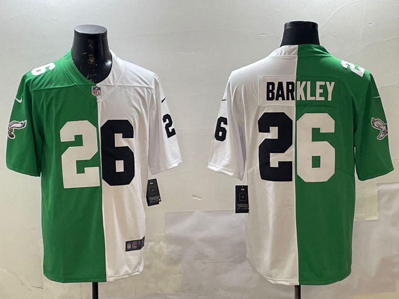 Men Philadelphia Eagles #26 Barkley White Green 2025 Nike Vapor Limited NFL Jersey style 1